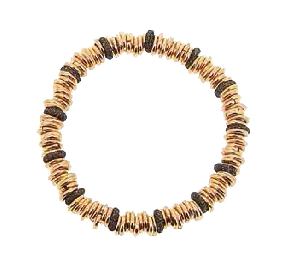 Bracciale elastico Pesavento Polvere di Sogni Hollow Argento 925 rosato Polvere minerale nera WPLVB690