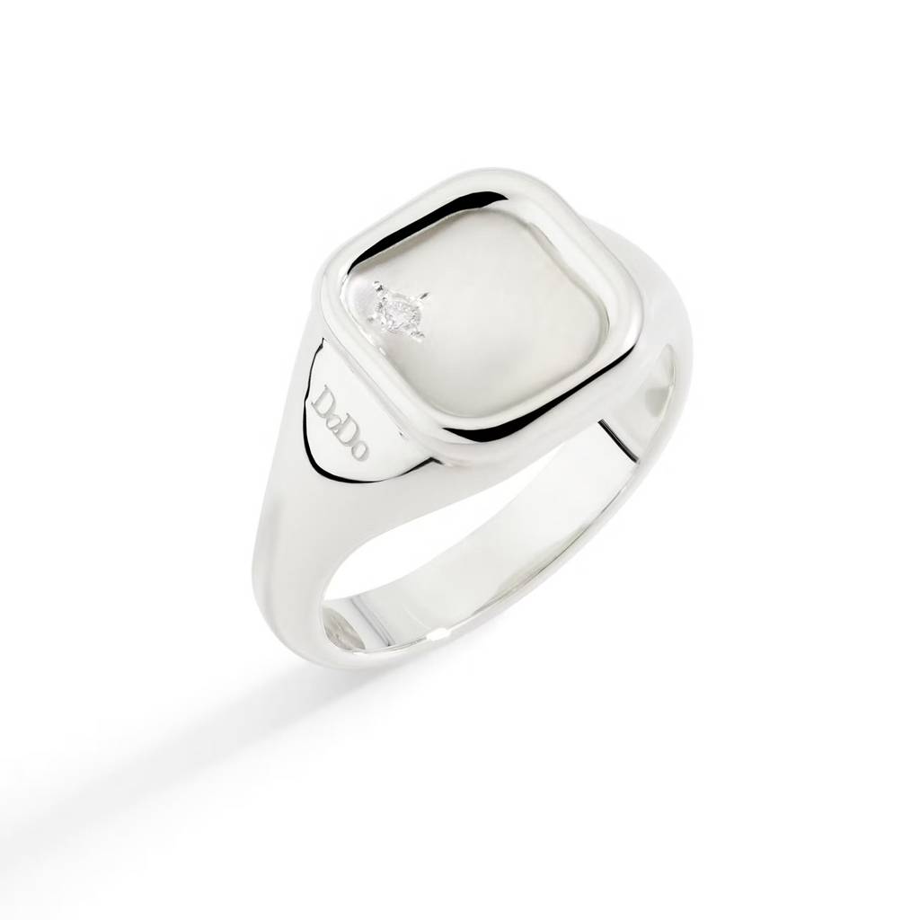 DODO SIGNET RING IN SILVER &amp; WHITE DIAMOND DAC5001-SIGNE-DB0AG