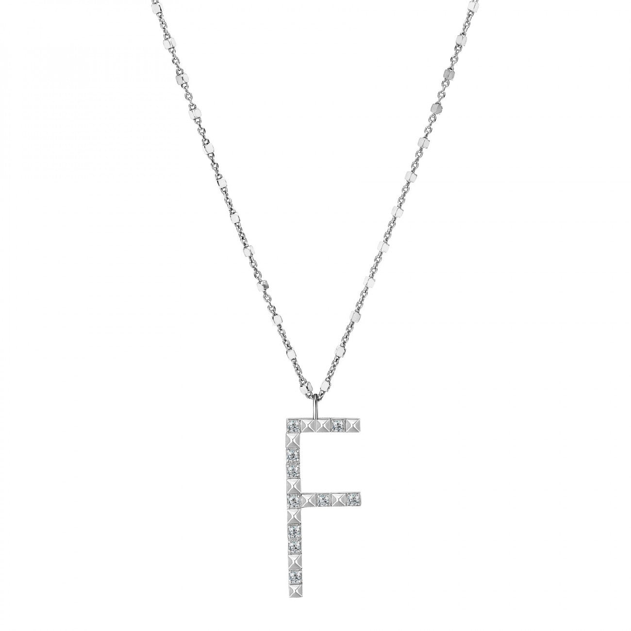 Collana Rosato Cubica lettera F RZCU06