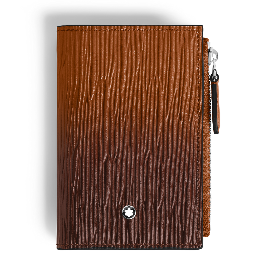 Montblanc miniportafoglio verticale con cerniera corteccia sfumato 6 tasche 221412