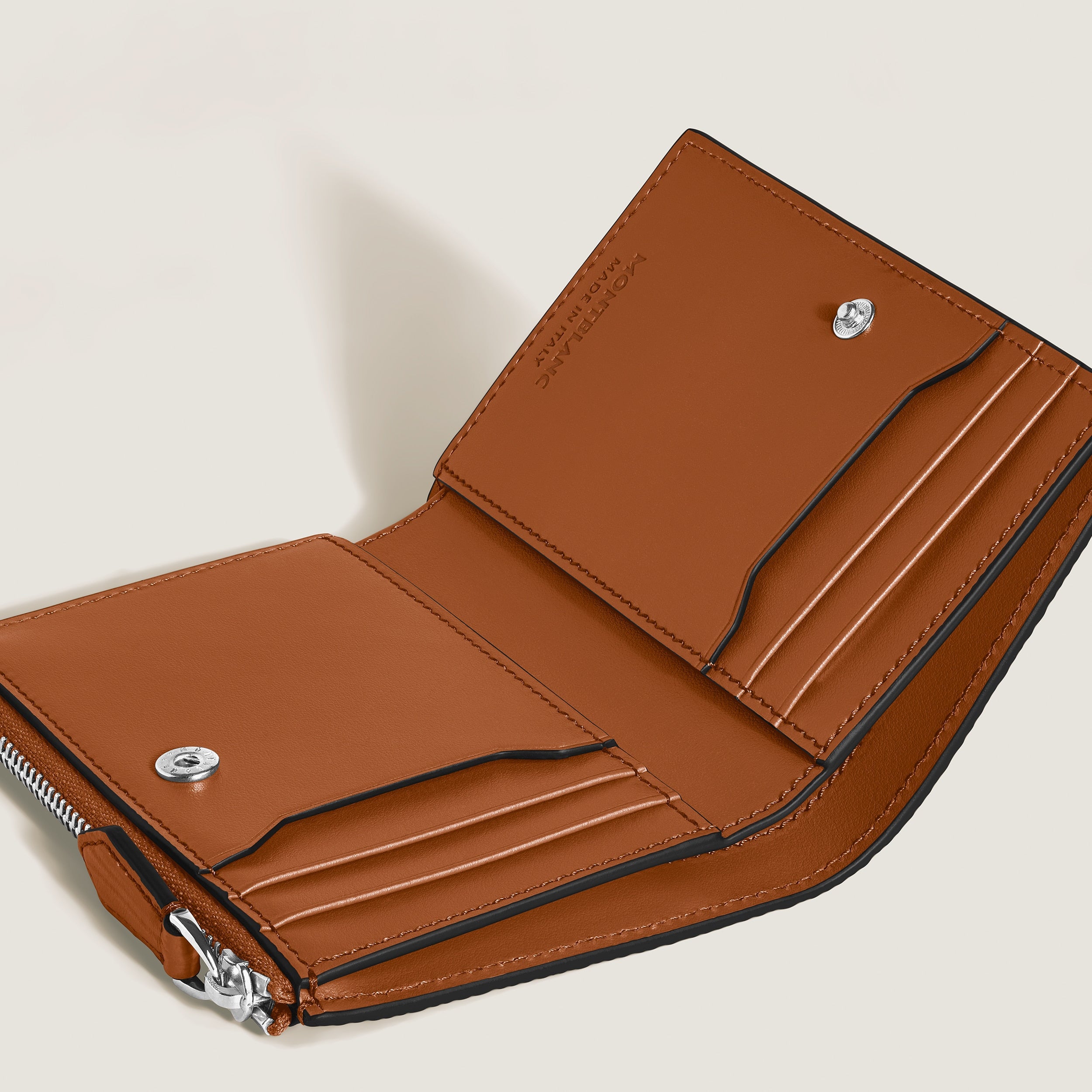 Montblanc miniportafoglio verticale con cerniera corteccia sfumato 6 tasche 221412