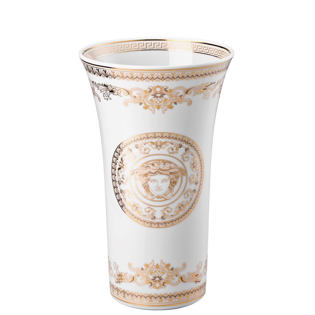 Vaso Porcellana Versace Rosenthal decoro Medusa Gala rifinitura oro 14091-403635-26026