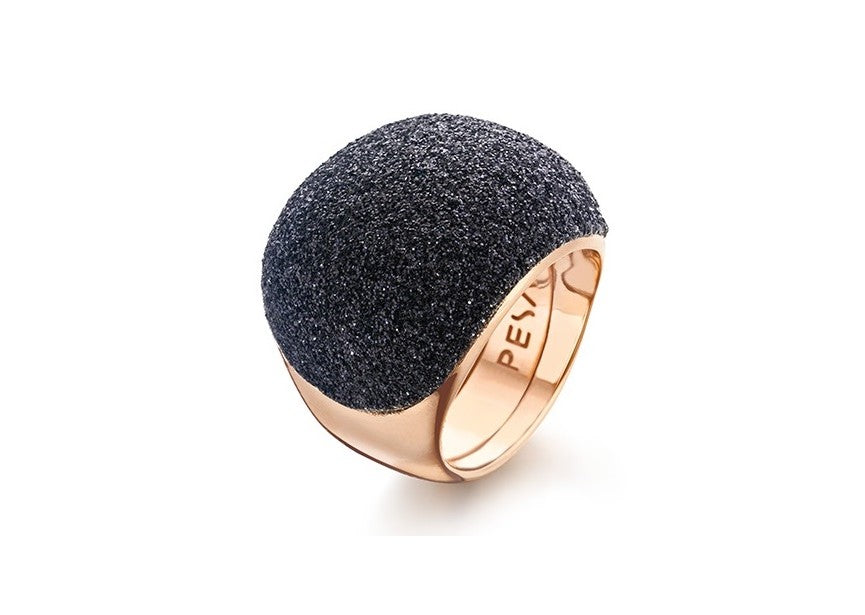 Pesavento 'Polvere di Sogni' Ring in 925 rose gold with black mineral powder WPLVA116